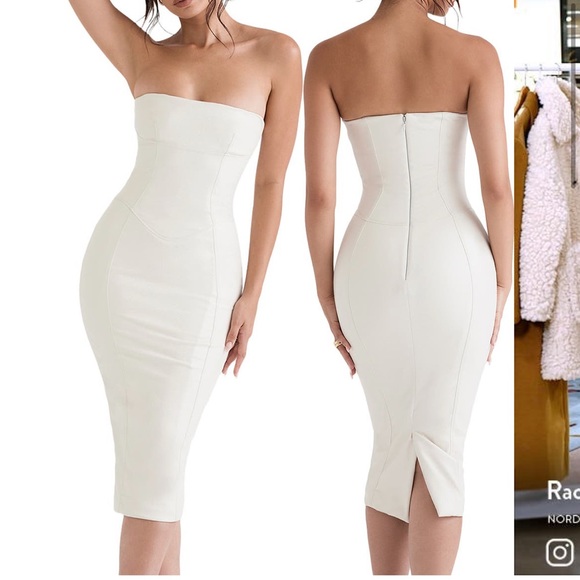 House of CB Dresses & Skirts - HOUSE OF CB Camilla Strapless Faux Vegan Leather Body-Con Dress $269 Ivory Small